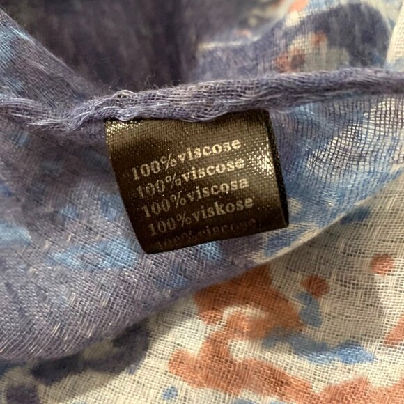 Floral Abstract Blue & Pink Lightweight Viscose Scarf Shawl Wrap For Women - Picture 3 of 4